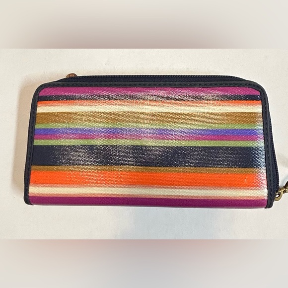 Vintage Fossil Multicolor Striped wristlet wallet - Picture 3 of 8